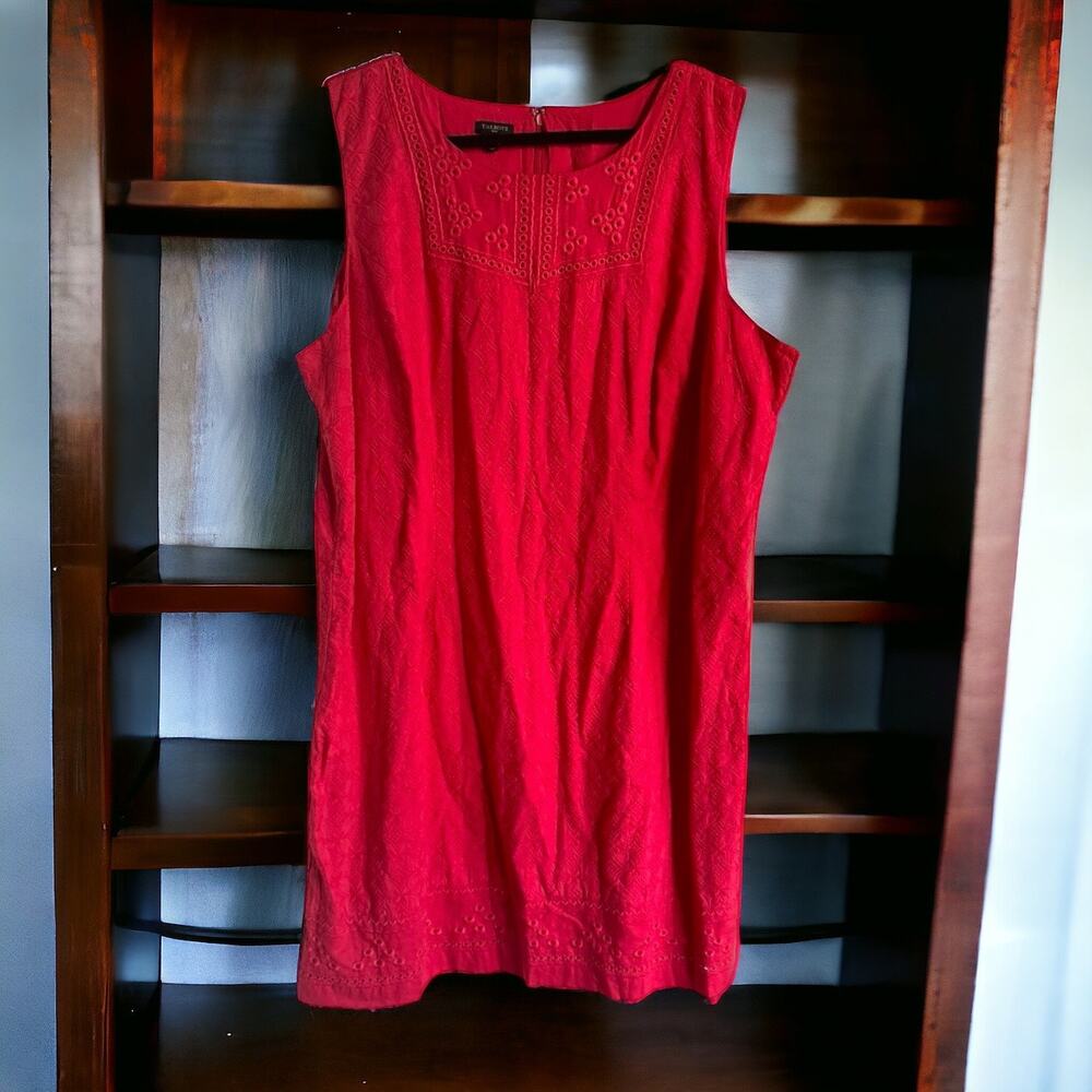Talbots Womens Dress Sz 18W New Dark Pink Embroidered Tank Shift